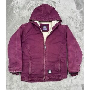 Berne Hooded Coat Plum Purple Sherpa Lined Duck Jacket Youth Medium Canvas